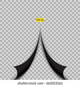 Black flipped corners on transparent background. Vector Illustration