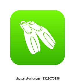 Black flippers for diving icon green vector isolated on white background