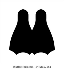 Black flippers silhouette isolated on white background. Flippers icon vector illustration design.