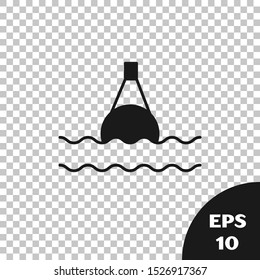 Black Floating buoy on the sea icon isolated on transparent background.  Vector Illustration