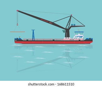 Black floating crane. Vector illustration. Eps 10.