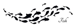 Schwarzer Fisch. Fischschule. Logo-Vorlage-Design. Vektorillustration.