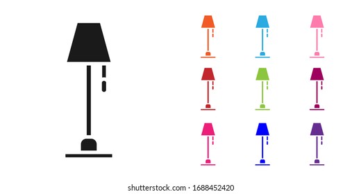 Black Floor lamp icon isolated on white background. Set icons colorful. Vector Illustration