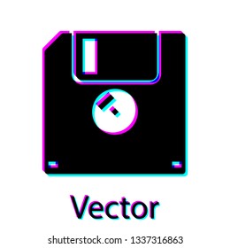 Black Floppy disk for computer data storage icon isolated on white background. Diskette sign. Vector Illustration