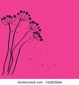 A black flora on a pink background