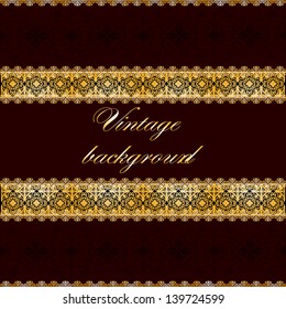 Black  floral background with gold ornamental  ribbons  and place for your text