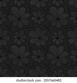 Black floral background. Seamless pattern for decoration. Ornate pattern with flowers. Vector illustration