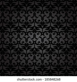 Black floral background - Vector illustration