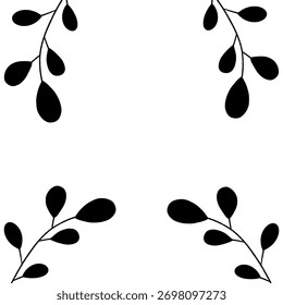 Ilustración vectorial de fondo floral negro, Elementos botánicos elegantes con espacio para texto