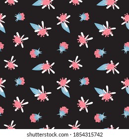 Color floral negro fondo de patrón sin costura para impresiones de moda, gráficos, fondos y artesanías