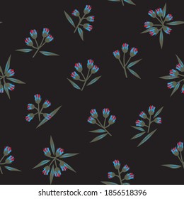 Black Floral botanical seamless pattern background for fashion prints, graphics, backgrounds and crafts