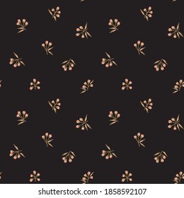 Black Floral botanical seamless pattern background for fashion prints, graphics, backgrounds and crafts