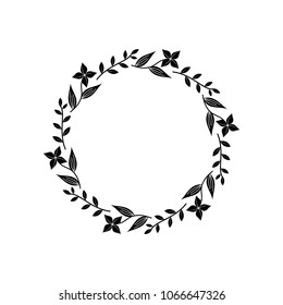black floral circle logo design components