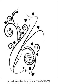 black floral composition from leaves grass and dots