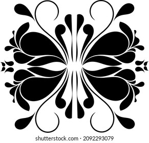 Black floral curls decorative vintage ornaments illustration vector artwork 
