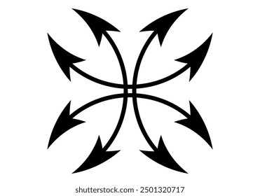 Black floral curved arrows icon