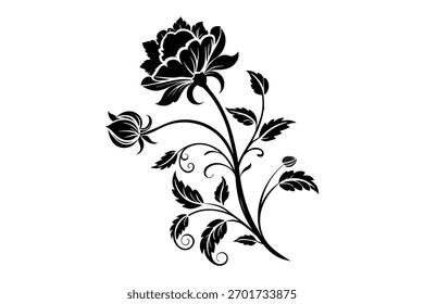  Black Floral design vector art on white background  design, , isolated, illustration, vector, background, icon, blank, 