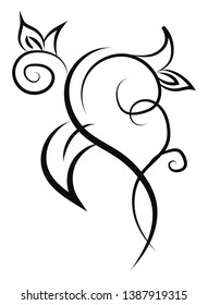 Black floral element illustration vector on white background