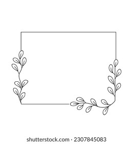 Black floral graphics frames. Wedding floral decoration. Laurel wreath. Vector illustration.