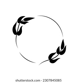 Marcos de gráficos florales negros. Decoración floral casera. Laurel fue una corona. Ilustración vectorial.
