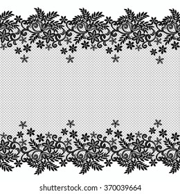 Black floral lace border on a white background