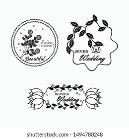 black floral logo bundle illustration 