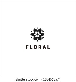 Black Floral Logo Design Template