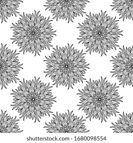 Color floral negro sobre fondo blanco. Patrón transparente para los tejidos y los papeles pintados