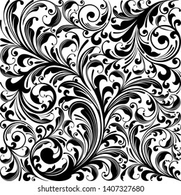 Black Floral Ornament Pattern Vector Stock Vector (Royalty Free) 1407327680