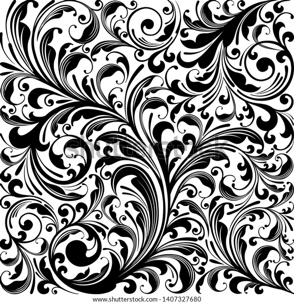 Black Floral Ornament Pattern Vector Stock Vector (Royalty Free) 1407327680