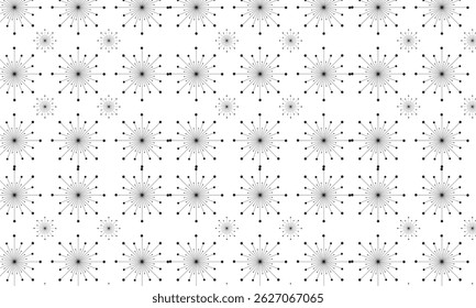 Black Floral Pattern with Elegant Shapes on White Background