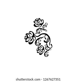 black floral pattern on white background, vector