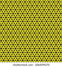 black floral pattern with stars on yellow background illustration, vector - Shutterstock ID 2064599270