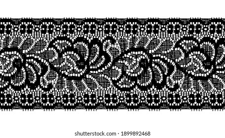 Black Floral Pattern Trim Lace Ribbon for Decorating