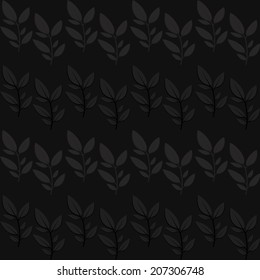 Black floral seamless pattern with leaves. Vector illustration