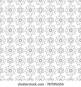 Black floral seamless pattern on white background