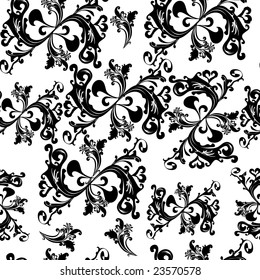 Black floral seamless pattern. Tile for endless background