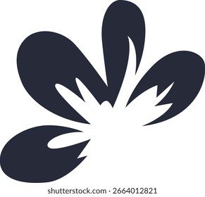 Icono de primavera floral negro con hojas afiladas en forma de pétalo puntiagudo, ideal para tatuajes botánicos, decoración floral o diseño de logotipo.

