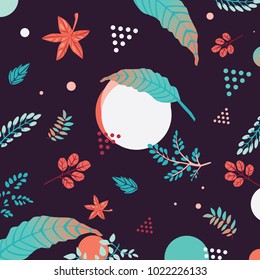 Black Floral Spring Seamless Pattern Background With Gradient