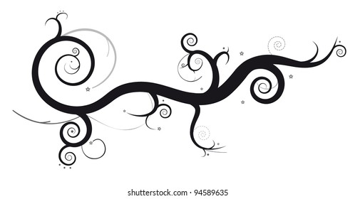 black floral swirl
