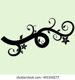Black floral swirling elements