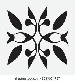 Black Floral Symmetrical Pattern and Graphic art