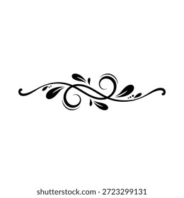 Schwarze florale Reben Design-Element auf weißem Hintergrund