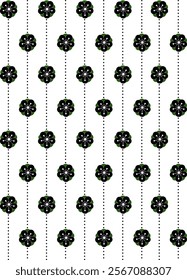 black flower and dot pattern stock vector
