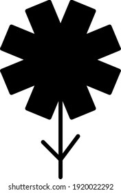 Black flower with eight petals, illustration, vector on white background.