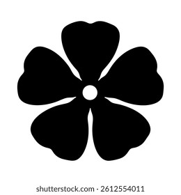 Black flower with five petals and a white circle in the center