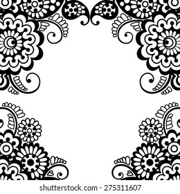 Black Flower Frame Lace Ornament Stock Vector (Royalty Free) 275311607 ...