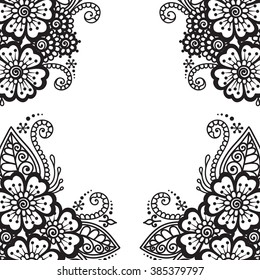 Black flower frame, lace ornament