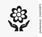 Black Flower in hands icons set. Vector Illustration eps10 