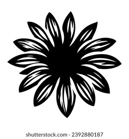 Black flower icon design, vector, vector illustration, minimal retro mid century modern floral icon logo on white background